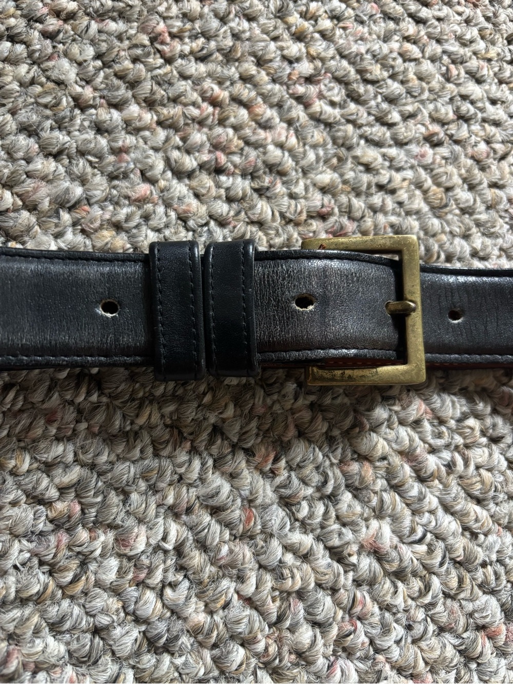 Men's Coach Black Leather Belt with Brass Buckle